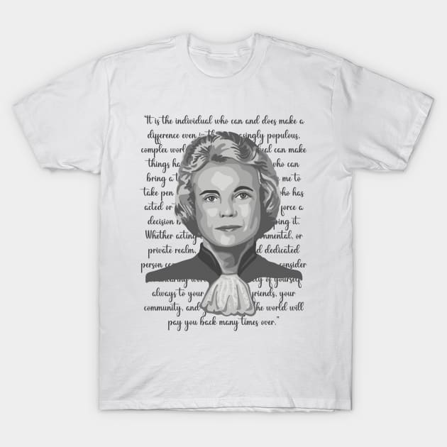 Sandra Day O'Connor Portrait and Quote T-Shirt by Slightly Unhinged